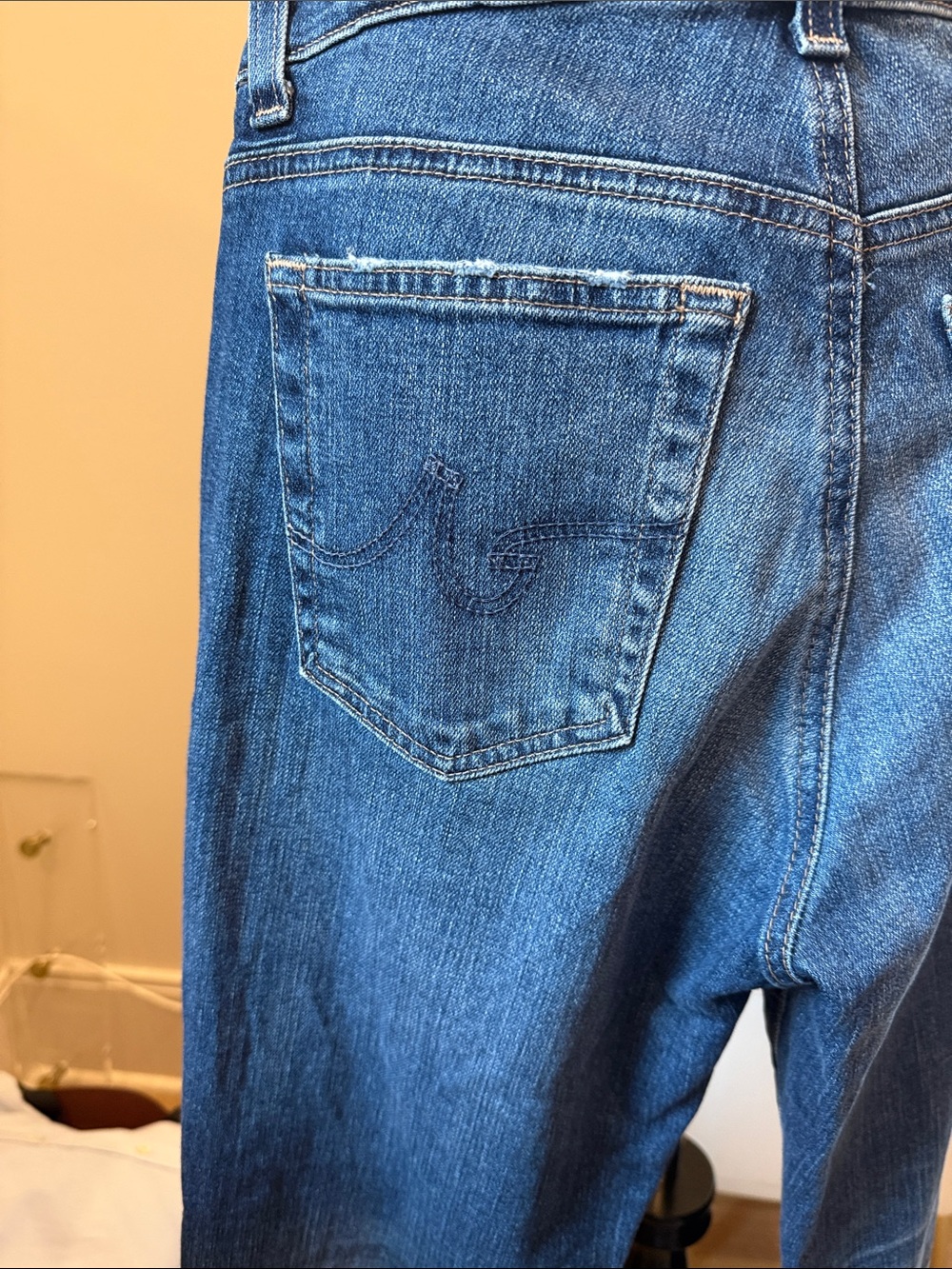 Ag Adriano Goldschmied Indigo Blue Straight-Leg Jeans Sandra low rise - Picture 6 of 6